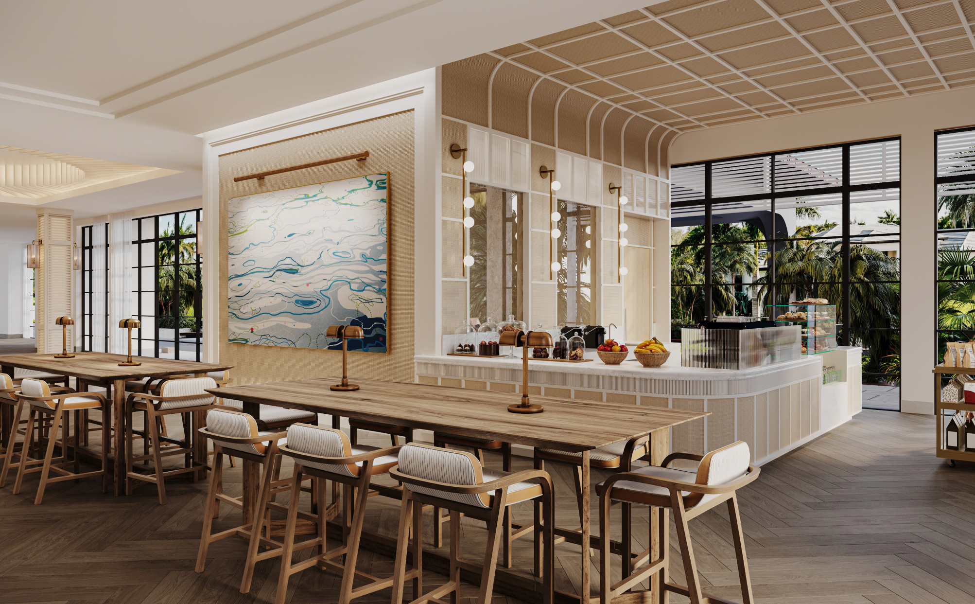 Breakfast bar and lounge seating